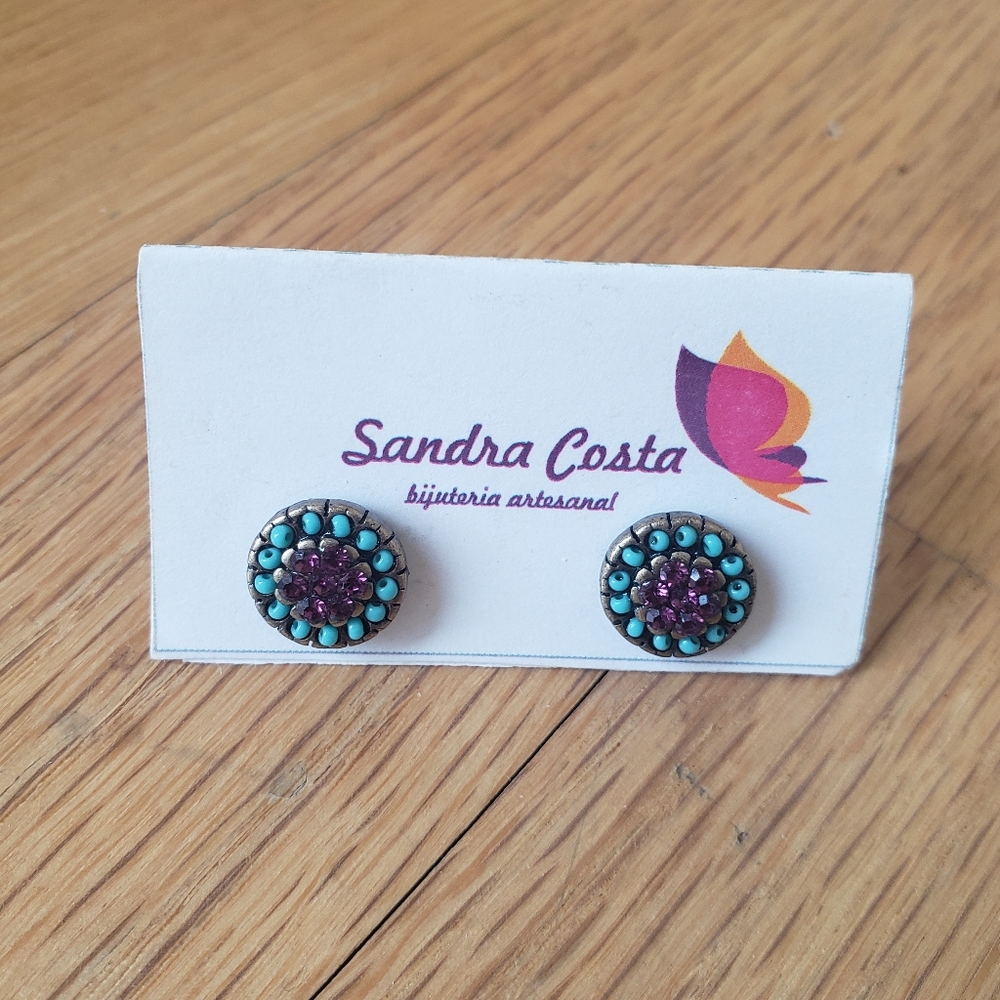 NWT Sanda Costa ladies beaded crystal earrings - Picture 3 of 6